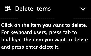 Delete items menu in the Drupal content editor