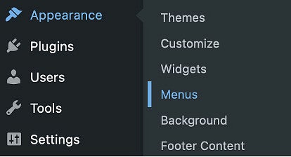 Appearance-menus WordPress screenshot