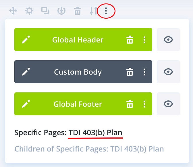 Cloning a Divi template in WordPress screenshot