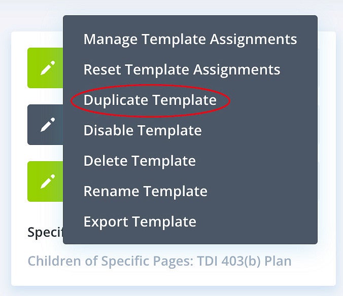 Duplicating a Divi template in WordPress screenshot