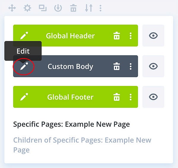 Editing the Divi template custom body screenshot