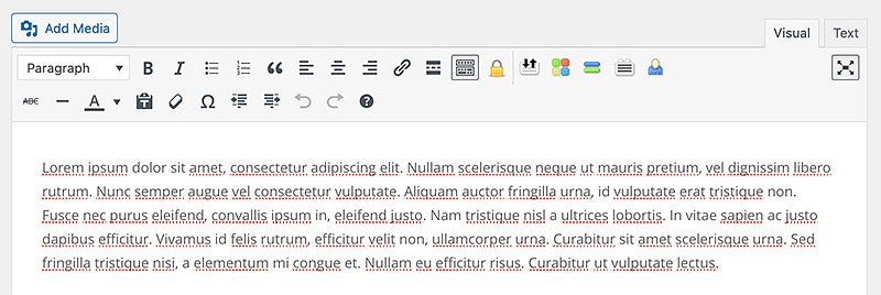 WordPress page editing menu screenshot