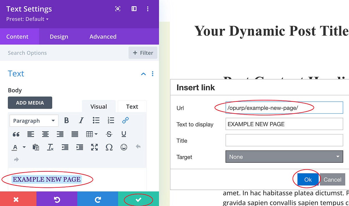 Editing the text at the top of the submenu in the Divi theme builder screenshot