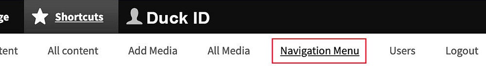 Navigation Menu shortcut in Drupal screenshot