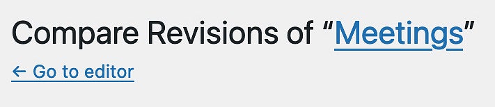 Returning to page editing from Revisions in WordPress screenshot