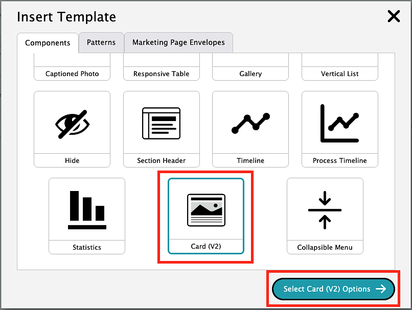 screenshot showing how to add a card template