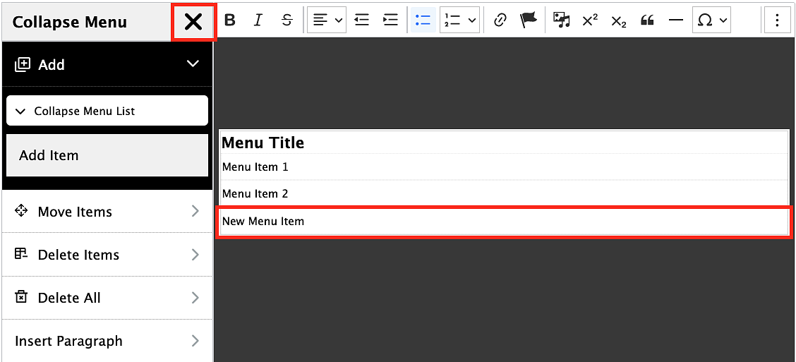 collapsible menu exit