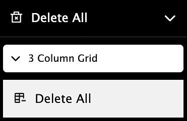 delete all grid items menu in the Drupal content editor