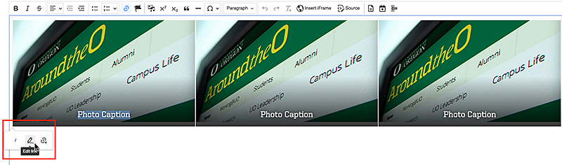 screenshot showing how to edit a link in a photo button