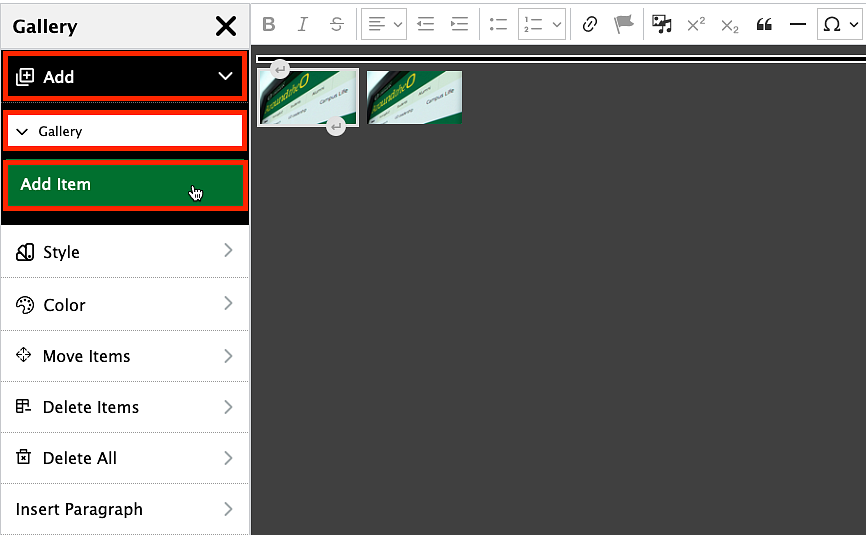 screenshot showing how to add additional gallery images