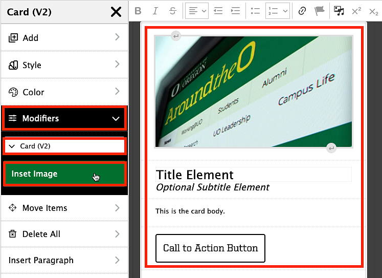 screenshot showing how to make a card image align with text below it