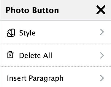 the photo button editing menu in the Drupal content editor