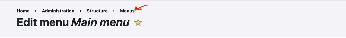 Screenshot showing the "Menu" breadcrumb