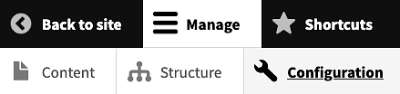 the Configuration option in the Drupal menu