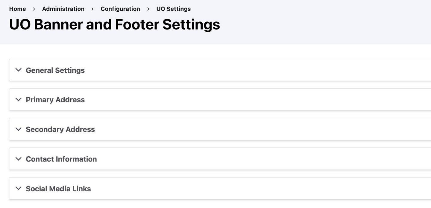 UO Banner and Footer Settings sections