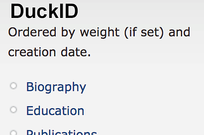 CASIT DuckID profile sections