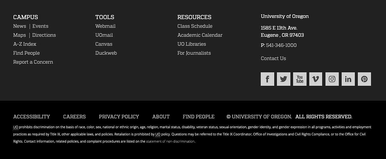 Screenshot of the UOregon website footer
