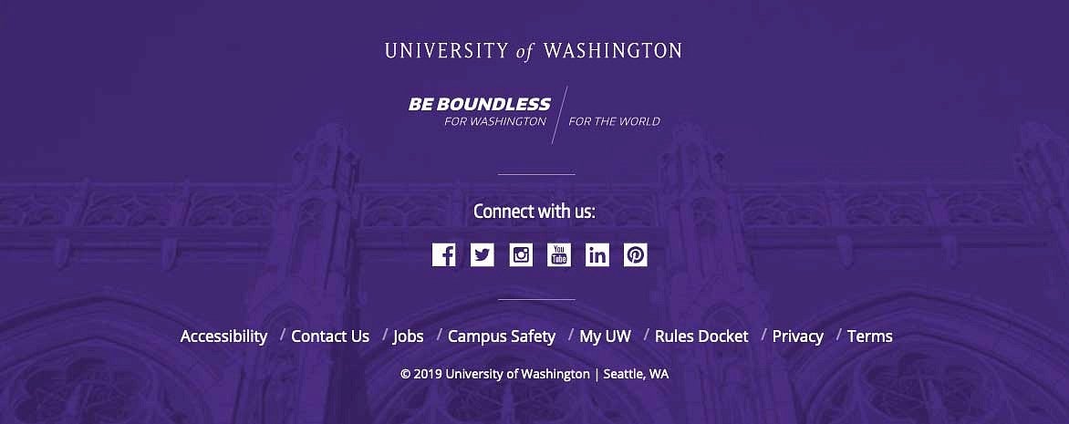 Screenshot of the University of Washington website footer