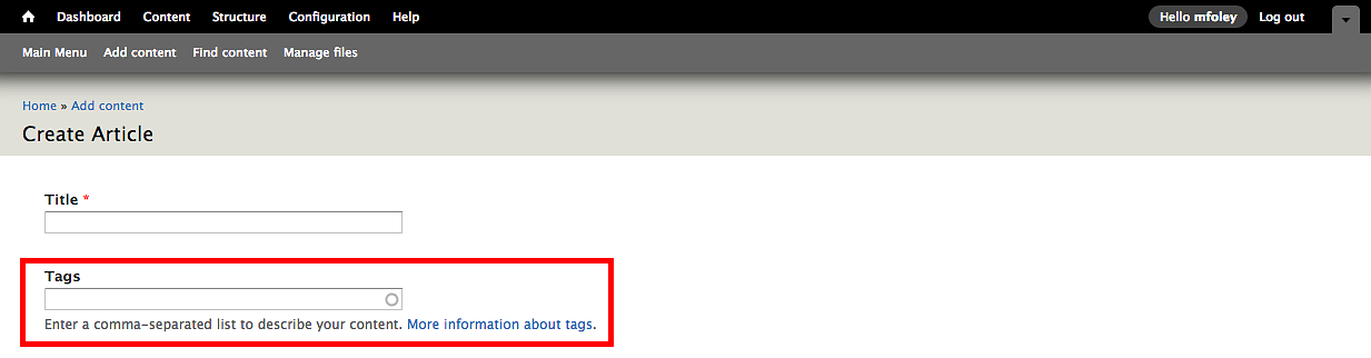 Screenshot of Article Page highlighting Tags Screenshot of Article Page highlighting Tags