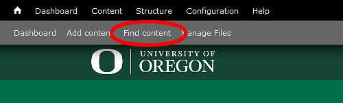 Screenshot of the Find Content button