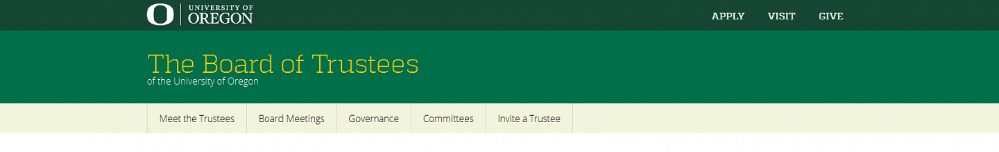 Screenshot of the Board of Trustees primary navigation