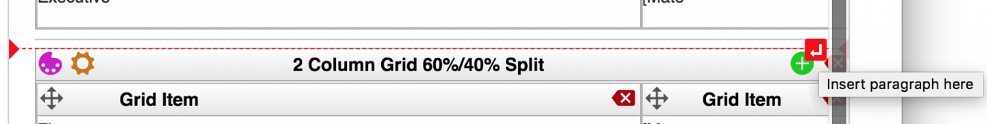 Inserting a new paragraph between two grids