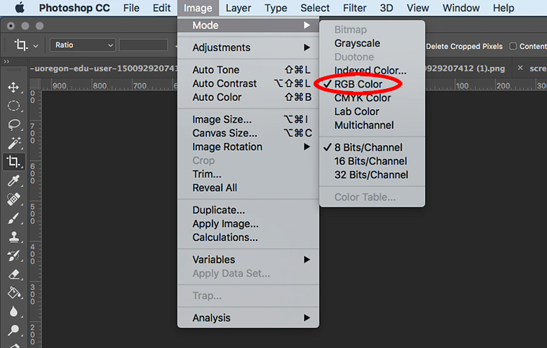 Using Photoshop to set an image as RGB