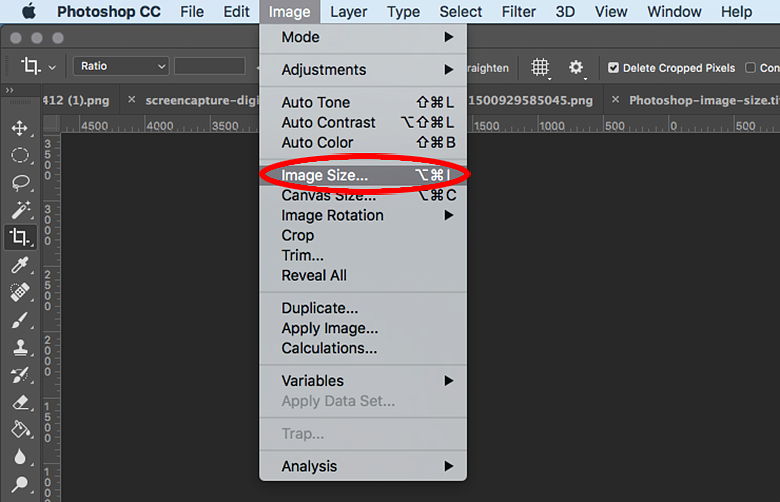 screenshot showing how to resize an image in Photoshop