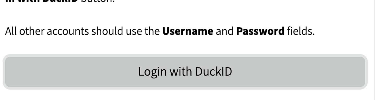 UO Profile's Log in with Duck ID button.