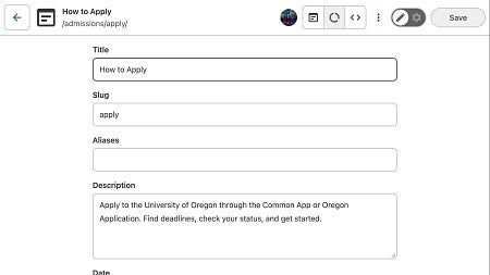 CloudCannon editing a title field