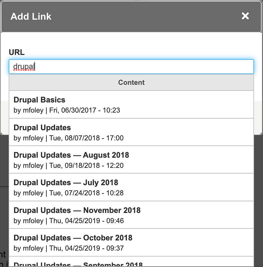 Link box searching for content in Drupal 8 and 9