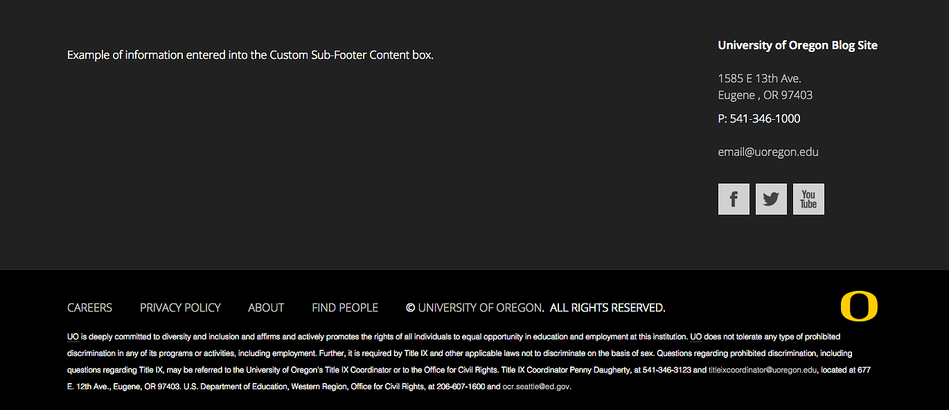 Screenshot of the UO Footer