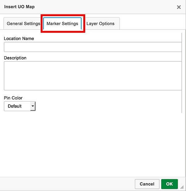 Screenshot of the marker settings Screenshot of the marker settings