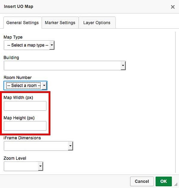 Screenshot showing the width and height boxes Screenshot showing the width and height boxes