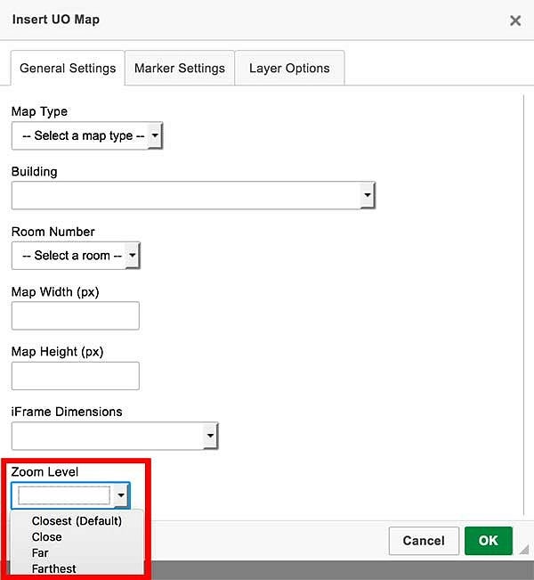 Screenshot of the options for the zoom level Screenshot of the options for the zoom level