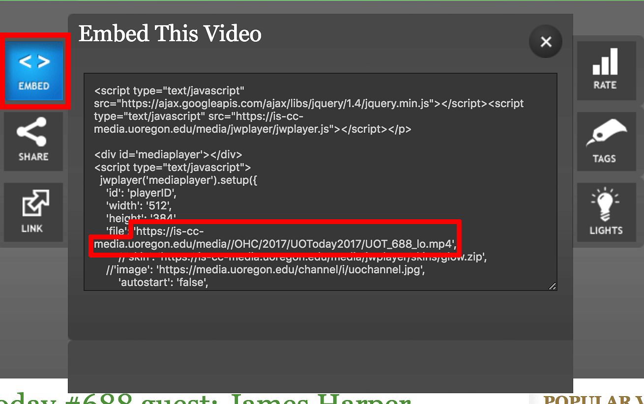 Embedded video url for media.uoregon.edu